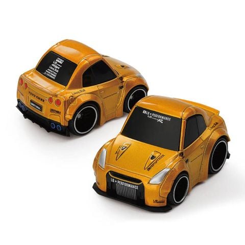  Xe Mini GT CARD Version Qube Carz QZ00301-BL Nissan GT-R R35 LB WORKS Type 1, Rear Wing ver 2 LB Gold 