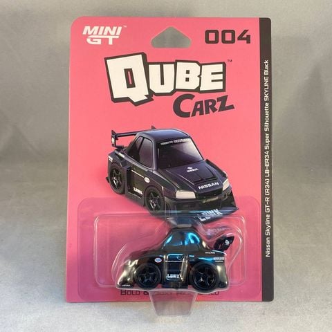  Xe Mini GT CARD Version Qube Carz QZ00401-BL Nissan LB-ER34 Super Silhouette SKYLINE Black 