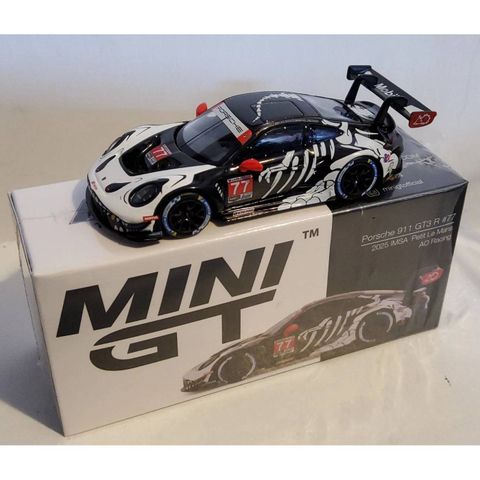  Xe MINI GT Box Version 1:64 MGT01143 Porsche 911 GT3 R #77 AO Racing 2025 IMSA Petit Le Mans 