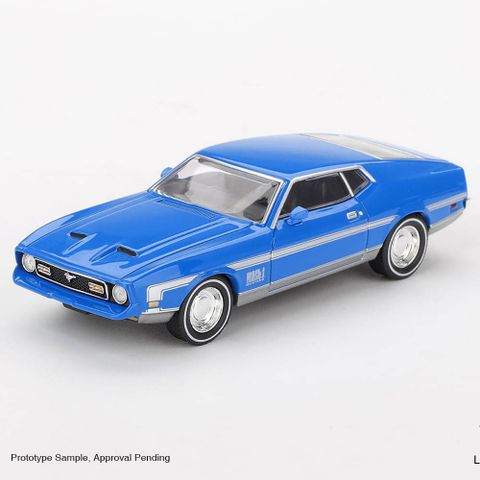  Xe Mini GT Box Version MGT01138 Ford Mustang Mach 1 Grabber Blue LHD version only 