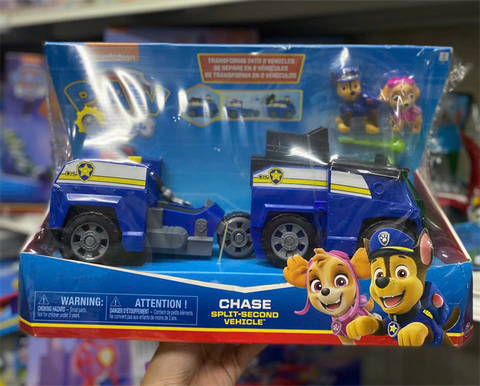 Đồ chơi PAW Patrol, Chase Split-Second 2-in-1 Transforming Police Cruiser 