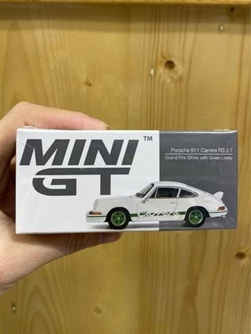  MINI GT 1/64 Porsche 911 Carrera RS 2.7 Grand Prix White/Green Libery (Right Handle) 