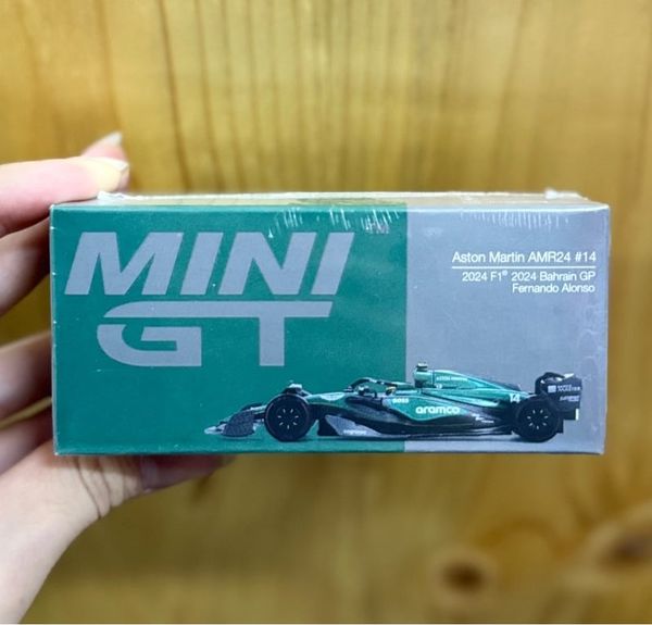  Mini GT Box Version MGT00999 Aston Martin AMR24 #14 Fernando Alonso 2024 F1 2024 Bahrain GP 