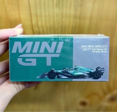  Mini GT Box Version MGT00999 Aston Martin AMR24 #14 Fernando Alonso 2024 F1 2024 Bahrain GP 