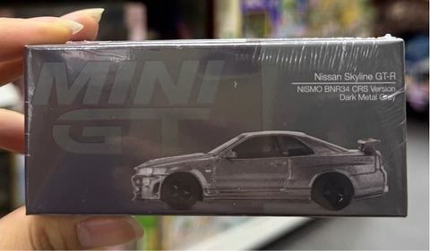  Mini GT Box Version MGT01160 Nissan Skyline GT-R Dark Metal Gray (NISMO BNR34 CRS Version) 