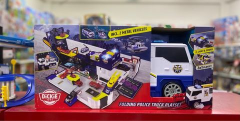  203339002 Bộ Đồ Chơi Mô Hình Cảnh Sát DICKIE TOYS Folding Police Truck Playset 