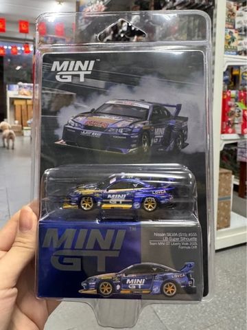  Xe Mini GT Card Version MGT01157 Nissan LB-Super Silhouette S15 SILVIA #555 Team MINI GT Liberty Walk 2025 Formula Drift 