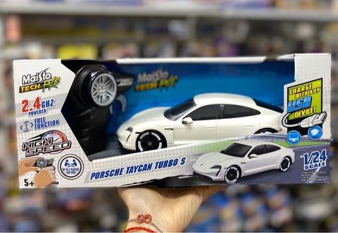  Xe điều khiển Maisto 1:24 R/C Porsche Taycan Turbo S White 