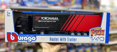  Mô hình xe Bburago 1:43 Hauler with Trailer Black 18-31480 