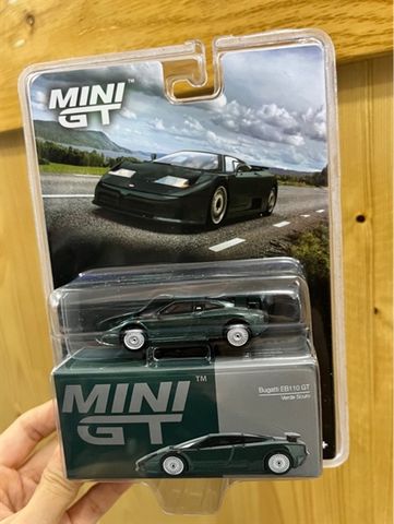  Xe mô hình Mini GT Card Version MGT00968 Bugatti EB110 GT Verde Scuro 