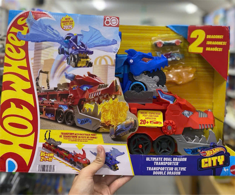  Đường đua xe JBM72 Hot Wheels City Ultimate Dragon Hauler Toy Vehicle Playset 