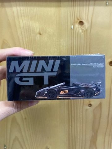  MINI GT 1/64 Lamborghini Aventador SVJ 63 Roadster Nero Aldebaran Black (Right Handle) 