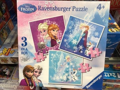  RV07003 9 Xếp hình puzzle Anna, Elsa 3 bộ 25/36/49 mảnh-4+-3 bộ 25/36/49 mảnh-Puzzle Children-300k đến 400k 