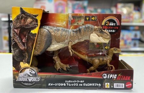  HNY82 Khủng long Jurassic World Damage Hikaru T-Rex & Velociraptor 
