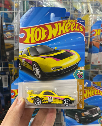  Xe mô hình JFN71 Hot Wheels Basic Car '95 Mazda RX-7 Drifting Yellow 