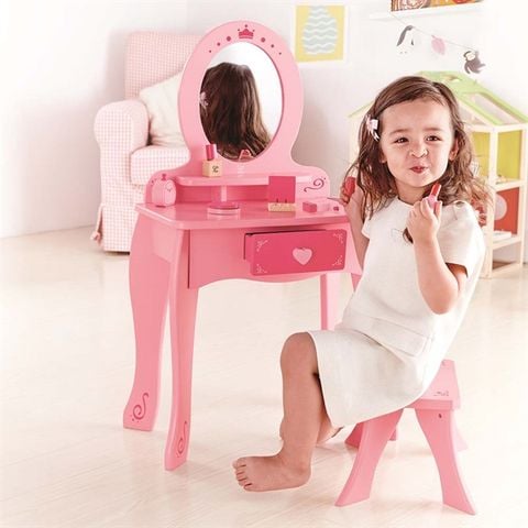  E8350A-23win08 com bộ bàn trang điểm màu hồng Hape 