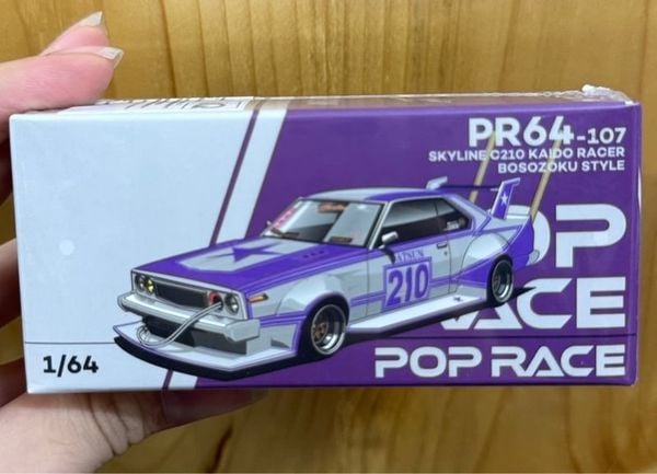  Pop Race PR640107 SKYLINE C210 KAIDO RACER (BOSOZOKU STYLE) PURPLE CHROME/SILVER 
