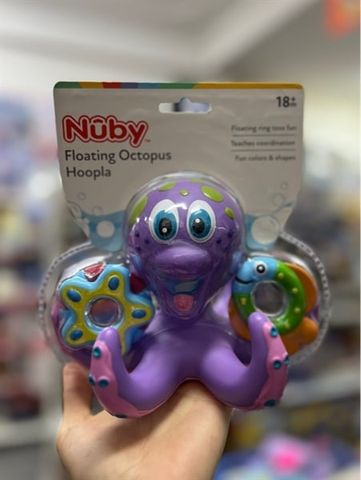  Đồ chơi tắm cho trẻ Nuby Floating Octopus Toy with 3 Hoopla Rings B083ZZSGLR 