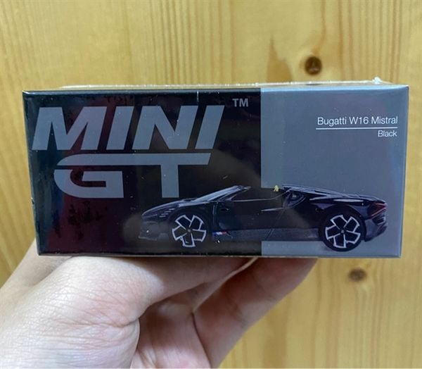  Xe mô hình Mini GT Box Version MGT01058 Bugatti W16 Mistral Black 