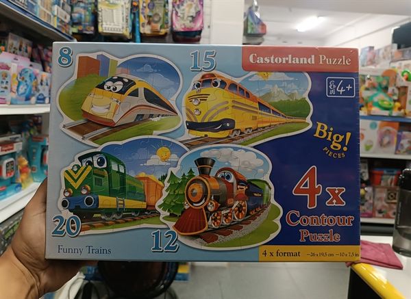  Xếp hình puzzle đoàn tàu vui vẻ 4 bộ 8/12/15/20 mảnh CASTORLAND B-043033 
