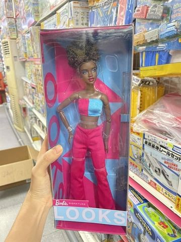  Barbie Looks Doll, Natural Black Hair, Color Block Crop Top 