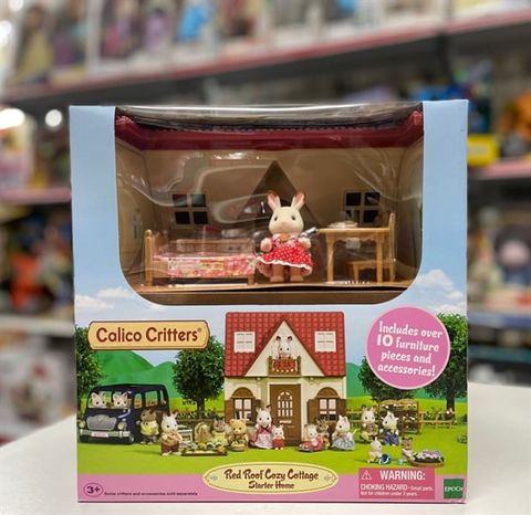  Calico Critters Red Roof Cozy Cottage, Dollhouse Playset with Figure, Furniture and Accessories 