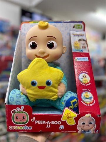  CMW0506 CoComelon Peek-A-Boo JJ 12-Inch Interactive Plush Figure 