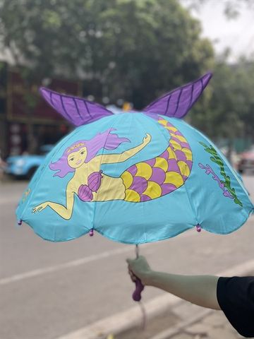  Ô dù bé gái nàng tiên cá màu xanh biển 