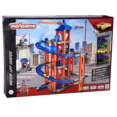  212059987 Bộ Đồ Chơi Mô Hình 5 Tầng MAJORETTE Motor Lift Center + 5 Cars 