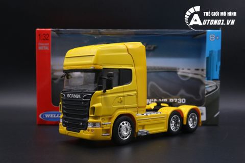  Mô hình đầu kéo Scania V8 R730 (6x4) 1:32Welly-32670L-Yellow 