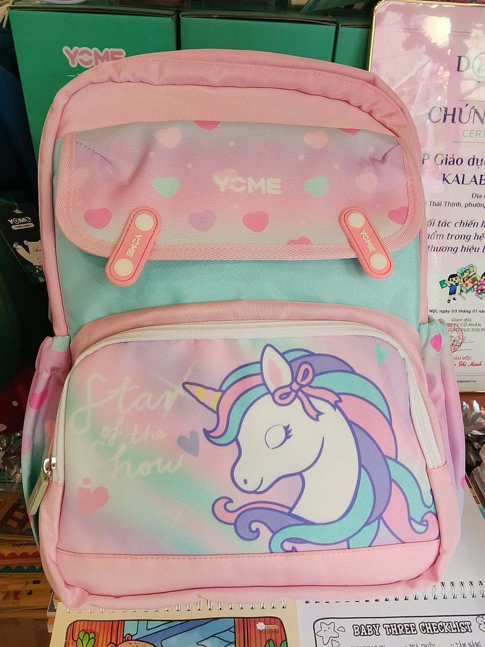  Balo Chống Gù YOME Y24 - 7085D ( Màu hồng Unicorn ) 