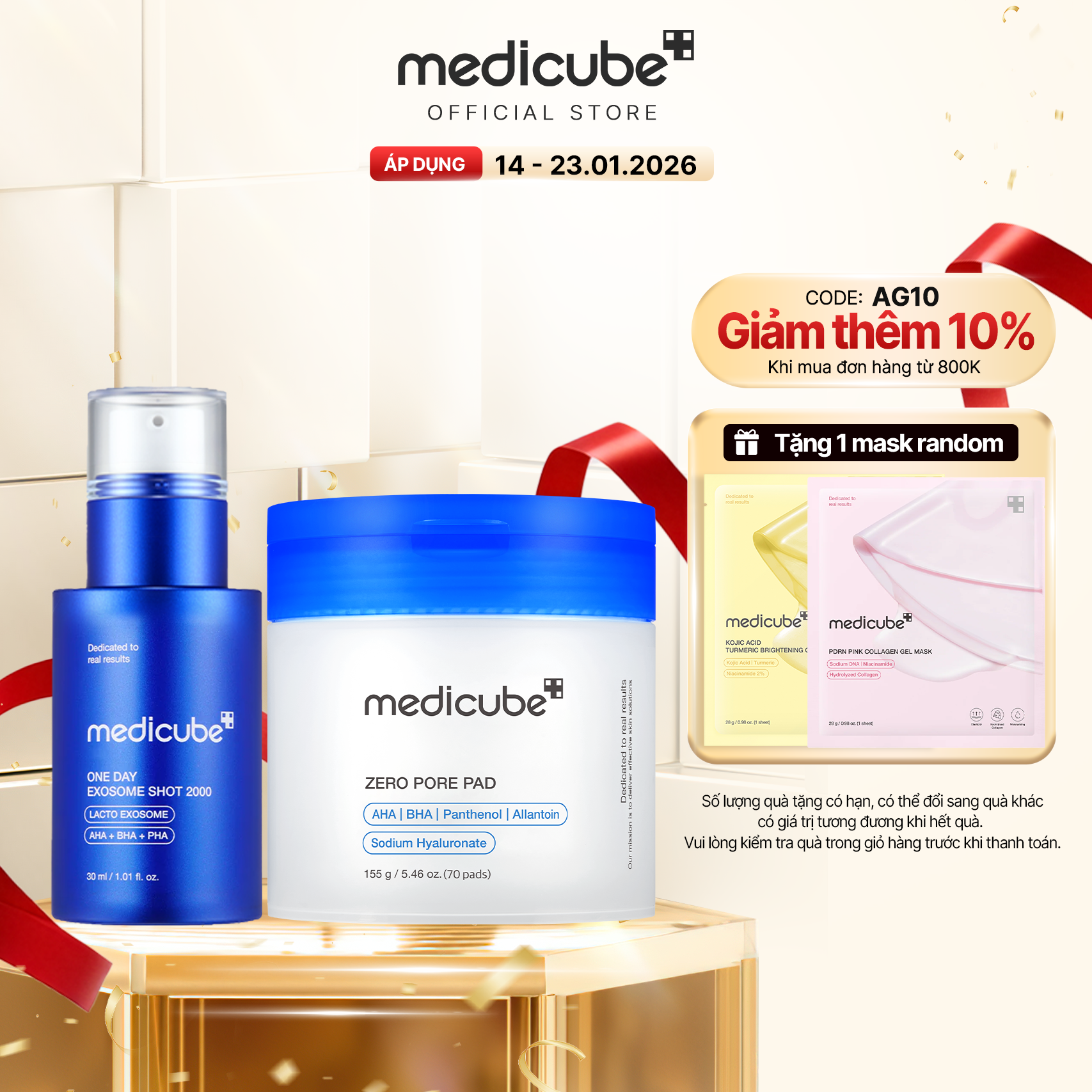  Set Say Bye lỗ chân lông [Tinh chất Exosome 2000+ Toner Zero Pore Pad] 