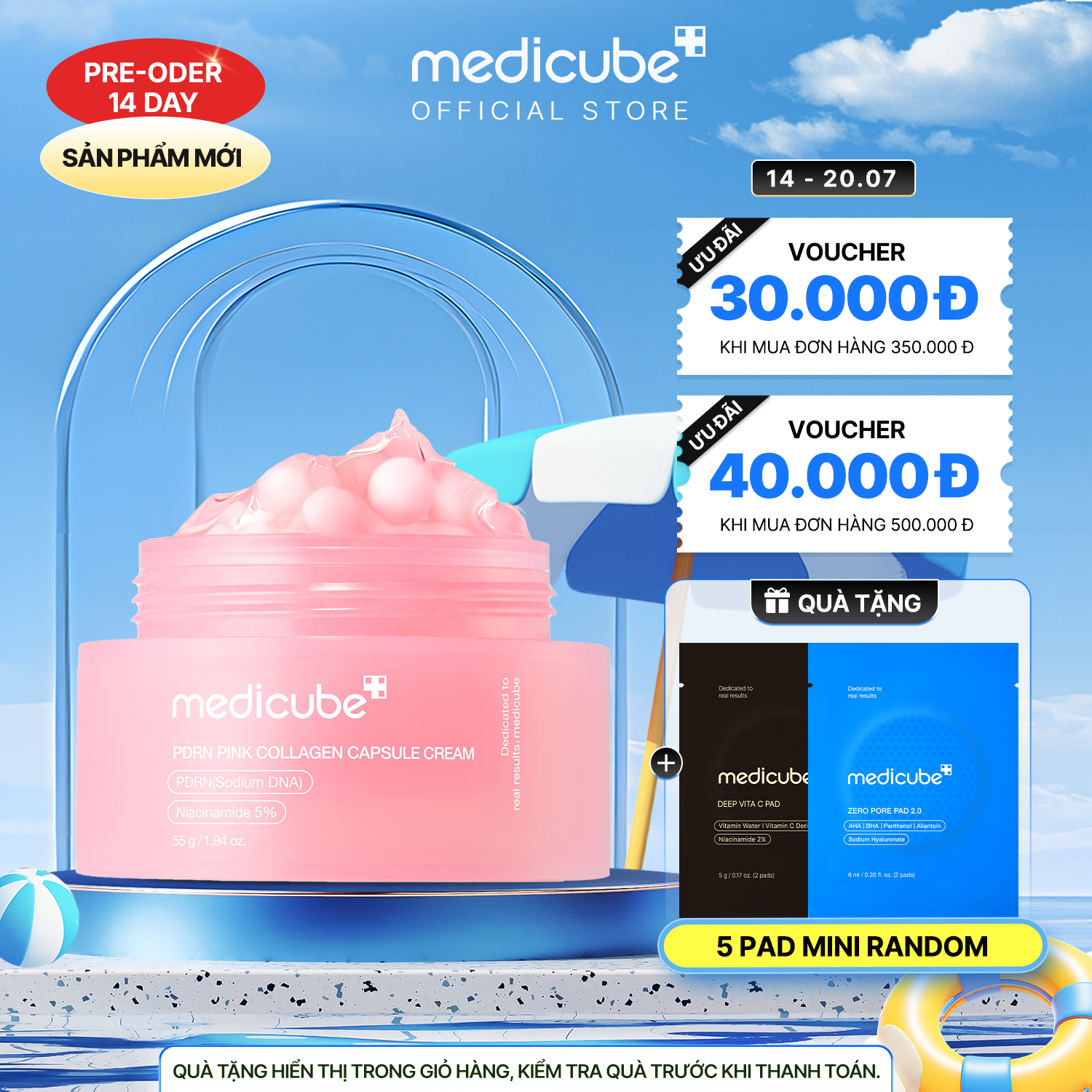  [ ĐẶT TRƯỚC - 20/7 TRẢ HÀNG ] Kem viên nang PDRN Pink Collagen Capsule Cream 55g 