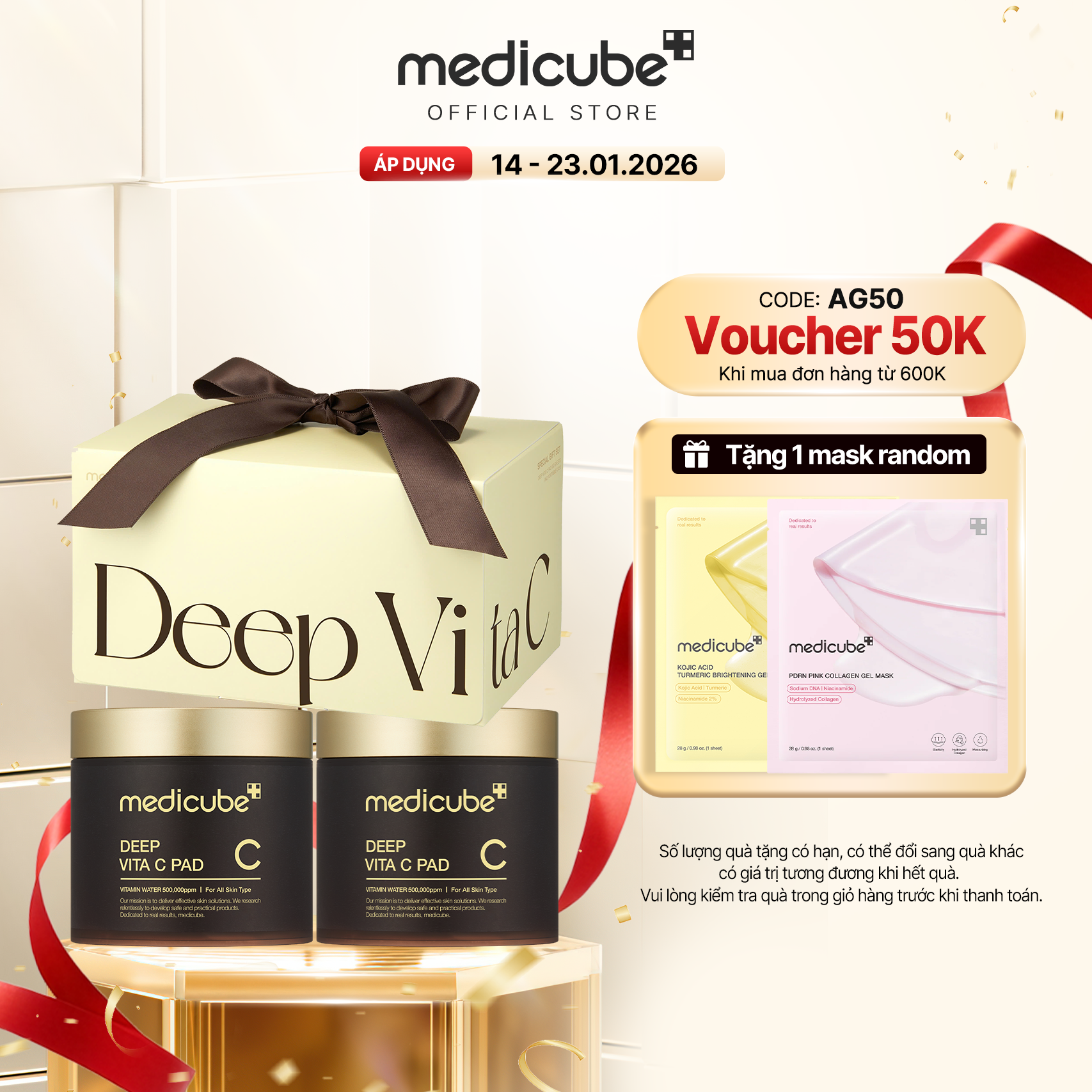  Set Quà Tặng medicube Sáng Da Deep Vita C Pad 150g/70 miếng x2 hộp 
