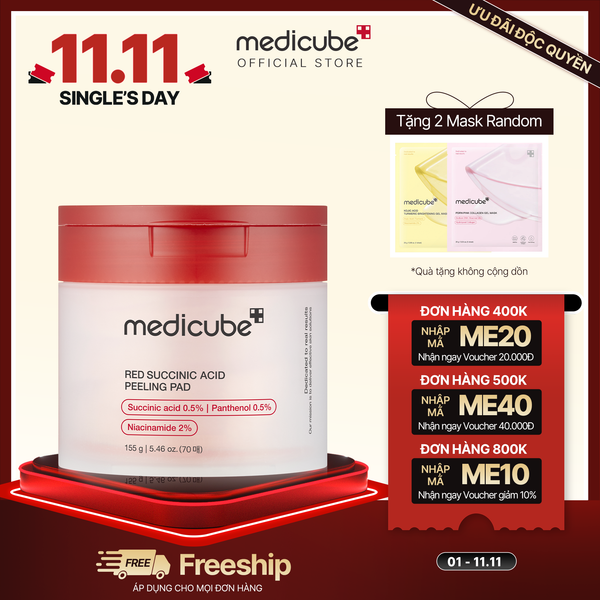  Toner Red Succinic Acid Peeling Pad 155g/ 70 miếng [ HSD 4/2026] 