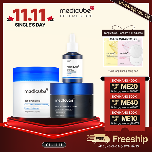  Set dưỡng ZERO PORE ONE DAY (Toner Pad+ 1 Day Serum+ 1 Day Cream) 