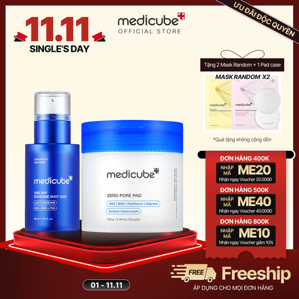  Set Say Bye lỗ chân lông [Tinh chất Exosome 2000+ Toner Zero Pore Pad] 