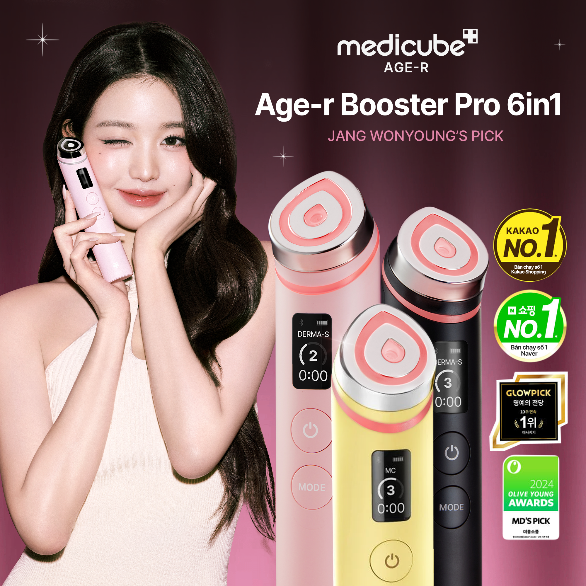  (Màu hồng/Pink) Thiết bị AGE-R Booster Pro 6 trong 1 Pink Edition 