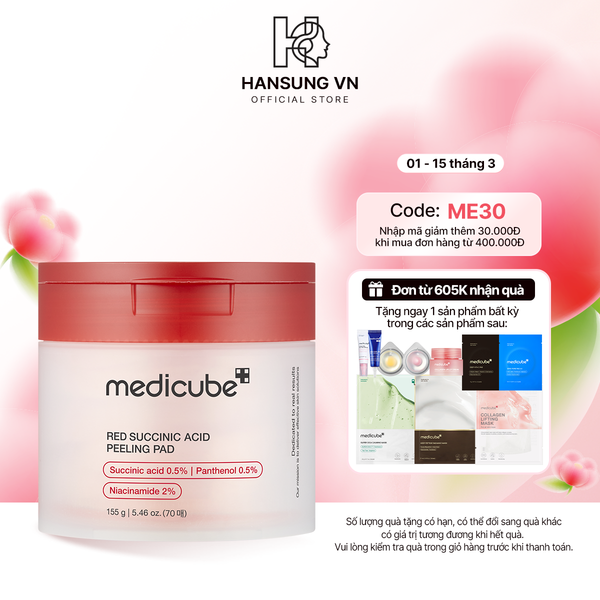  [HSD 10/2026] Toner Red Succinic Acid Peeling Pad 155g/ 70 miếng [ HSD 10/2026] 