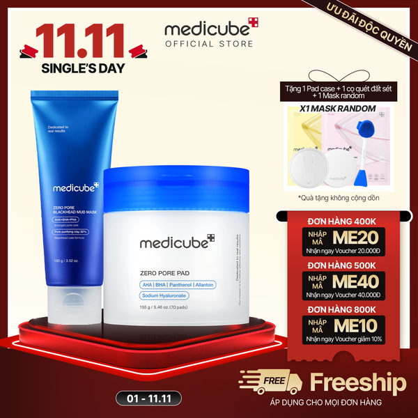  Set Không lỗ chân lông (Toner Zero Pore Pad+ Mặt nạ bùn) 