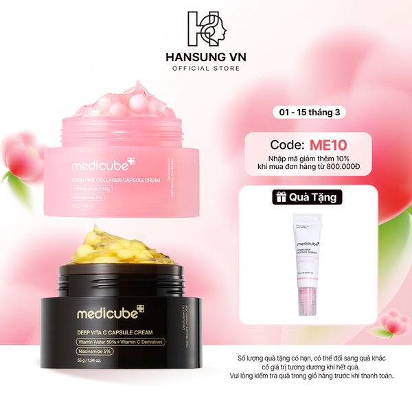 Set 02 Kem Dưỡng Viên Nang medicube (PDRN Pink Capsule Cream + Vita C Capsule Cream) 