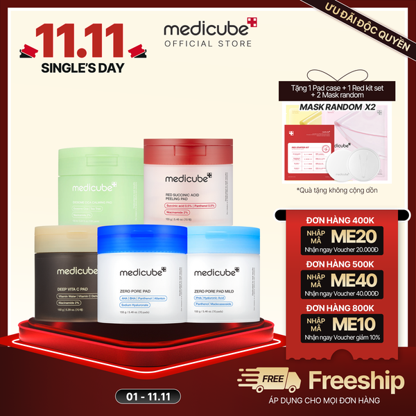  SET 5 TONER PAD (Exosome Cica Pad+ Zero Pore Pad + Zero Pad Mild + Succinic Pad + Vita C Pad) 