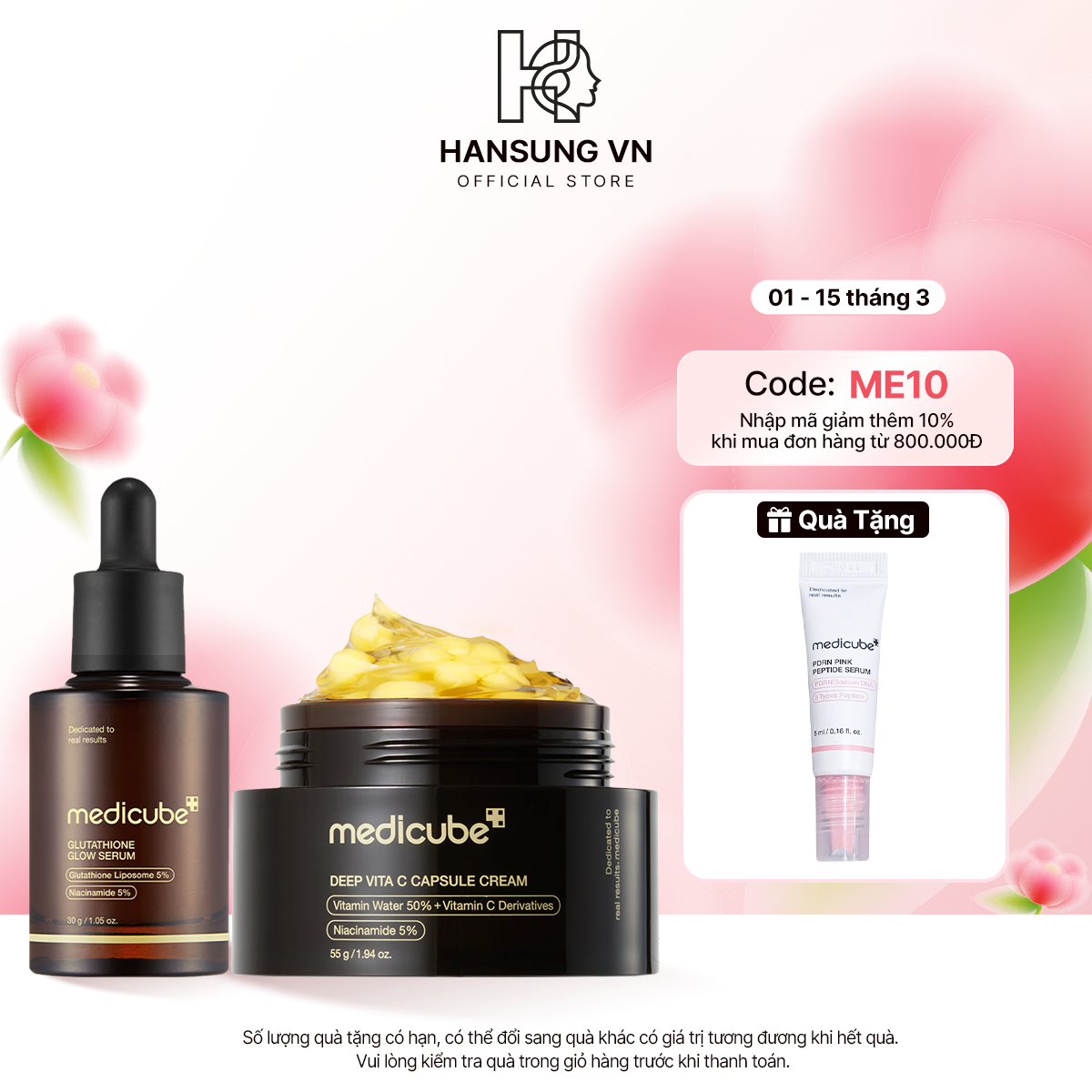  Set Sáng Da, Mờ Thâm (Serum Glutathione+ Vita C Capsule Cream) 