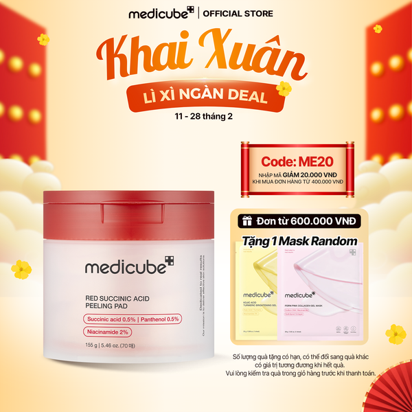  [HSD 10/2026] Toner Red Succinic Acid Peeling Pad 155g/ 70 miếng [ HSD 10/2026] 