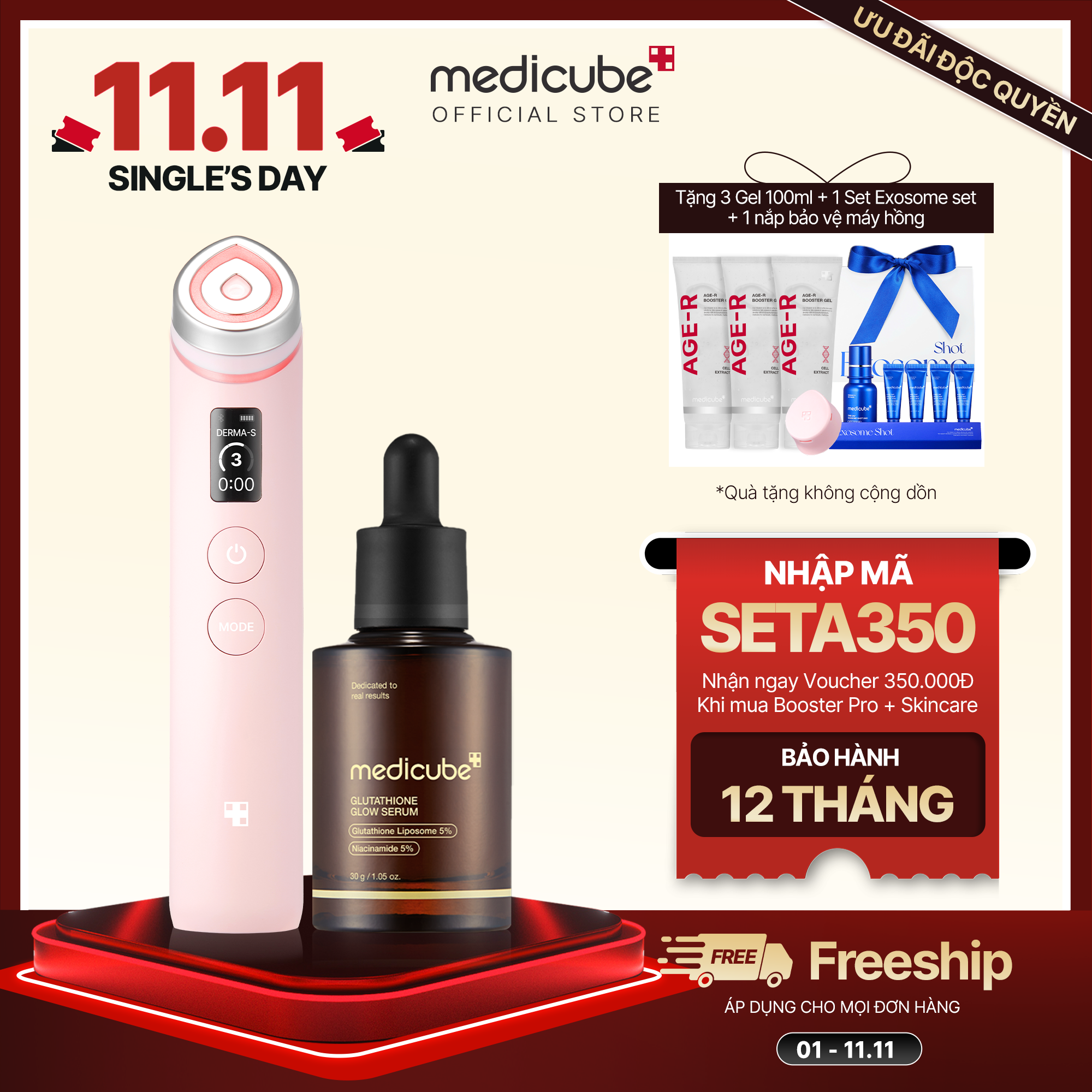  Set Pro (Thiết bị Booster Pro + Glutathione serum) 