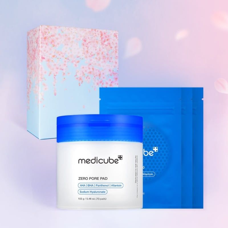  Set Quà Tặng medicube Zero Pore Pad Pink Blossom Edition 155g và 24mlx3 (Tổng 100 miếng) 