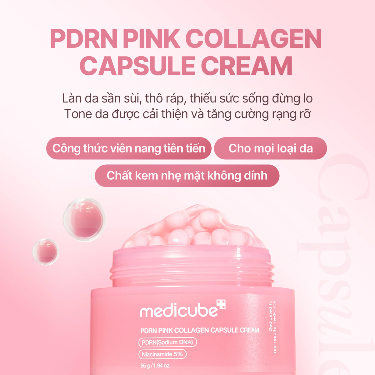  Kem dưỡng viên nang PDRN Pink Collagen Capsule Cream 55g 