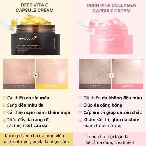  Set 02 Kem Dưỡng Viên Nang medicube (PDRN Pink Capsule Cream + Vita C Capsule Cream) 