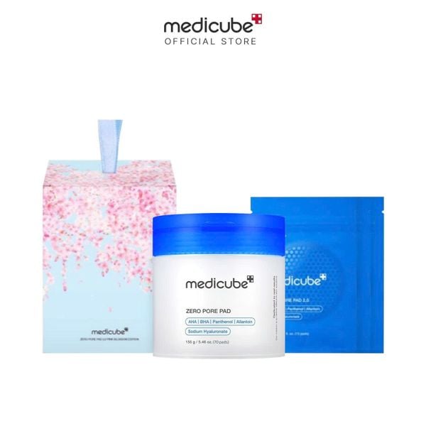  Set Quà Tặng medicube Zero Pore Pad Pink Blossom Edition 155g và 24mlx3 (Tổng 100 miếng) 
