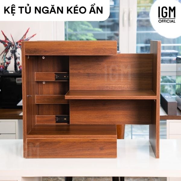 Kệ tủ nhỏ IGM KTN kết hợp ngăn kéo ẩn, hiện đại, sang trọng, không gian lưu trữ đa dạng.